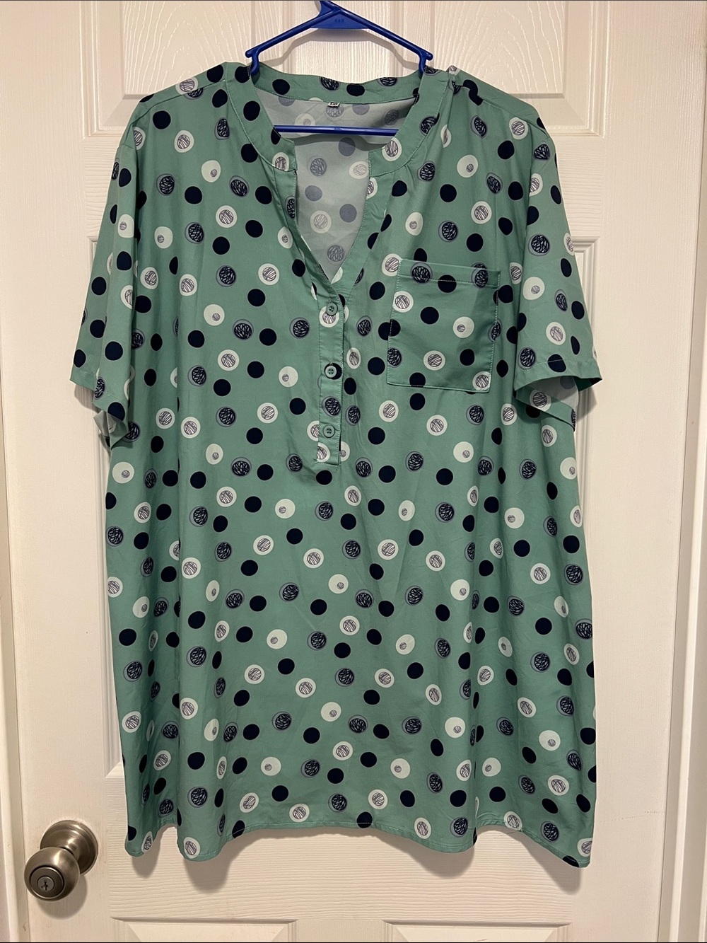 Mint Green Polka Dot Short Sleeve Tunic